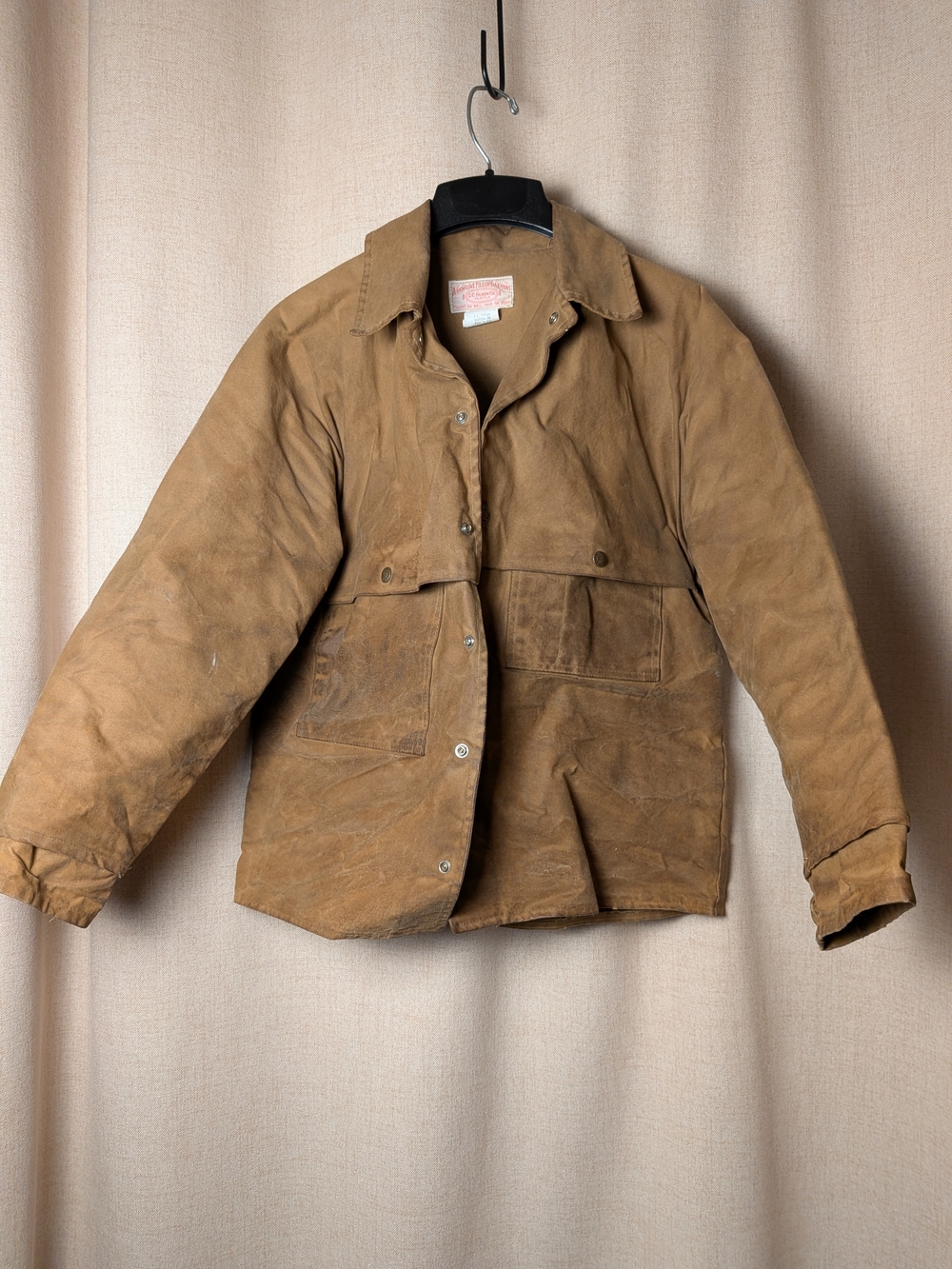 Vintage Filson Style 63 Tin Cloth Jacket Made USA Small Brown Hunting Work Coat